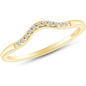 Curved Wedding Band Ring Cubic Zirconia