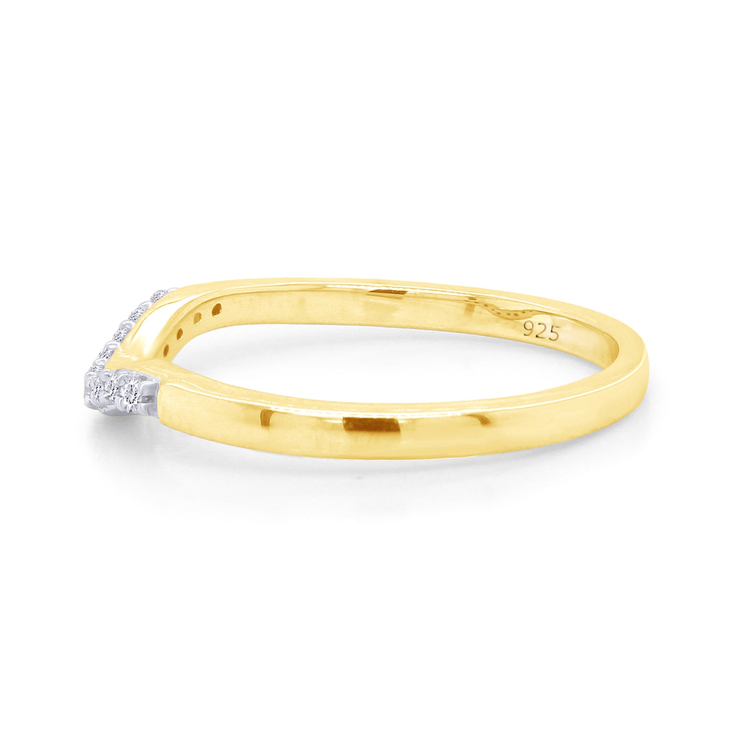 Curved Wedding Band Ring Natural Diamond