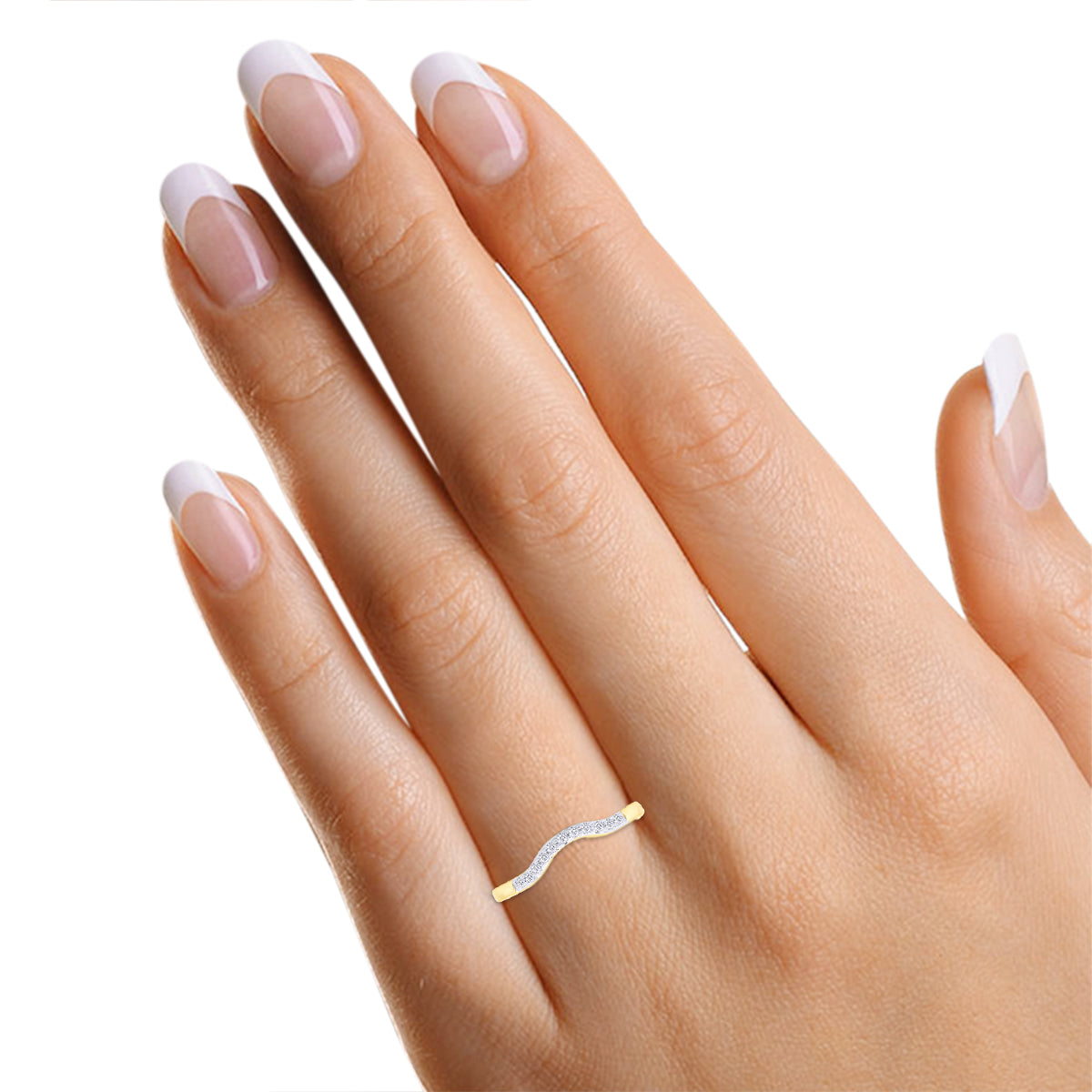 Curved Wedding Band Ring Natural Diamond