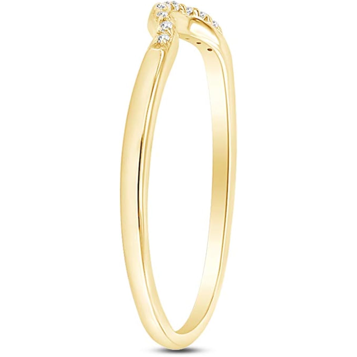 Curved Wedding Band Ring Cubic Zirconia