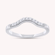 Curved Wedding Band Ring Natural Diamond