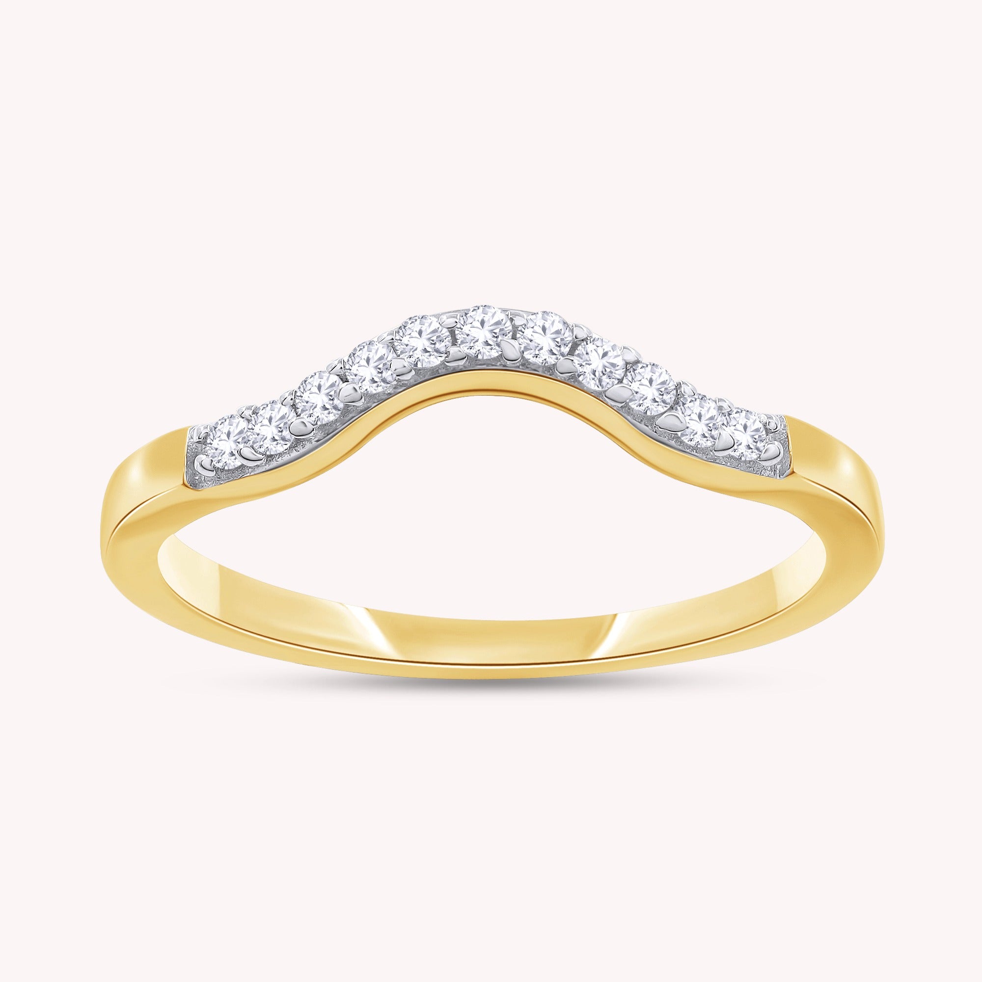 Curved Wedding Band Ring Natural Diamond