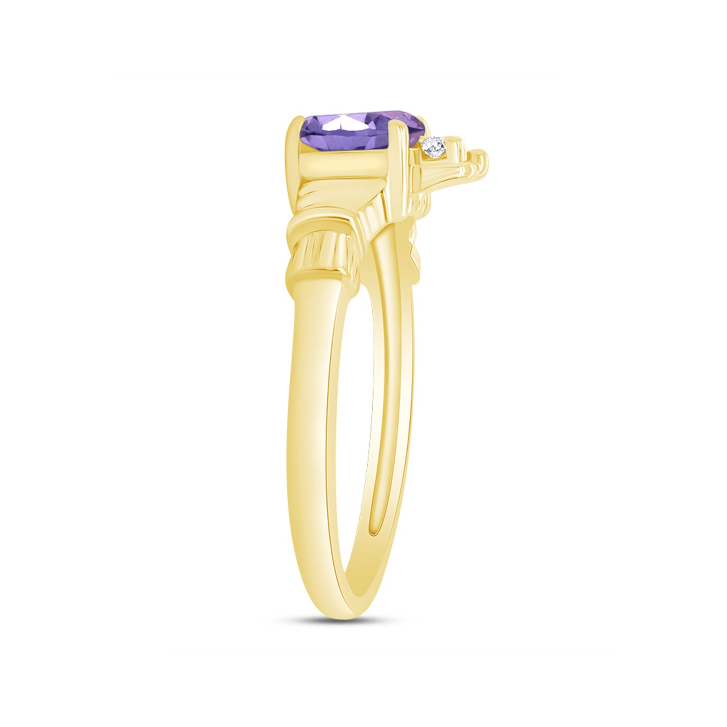 Heart Cut Simulated Birthstone & Cubic Zirconia Claddagh Ring In 14k Yellow Gold Over Sterling Silver Jewelry, Mother's Day Gift For Her