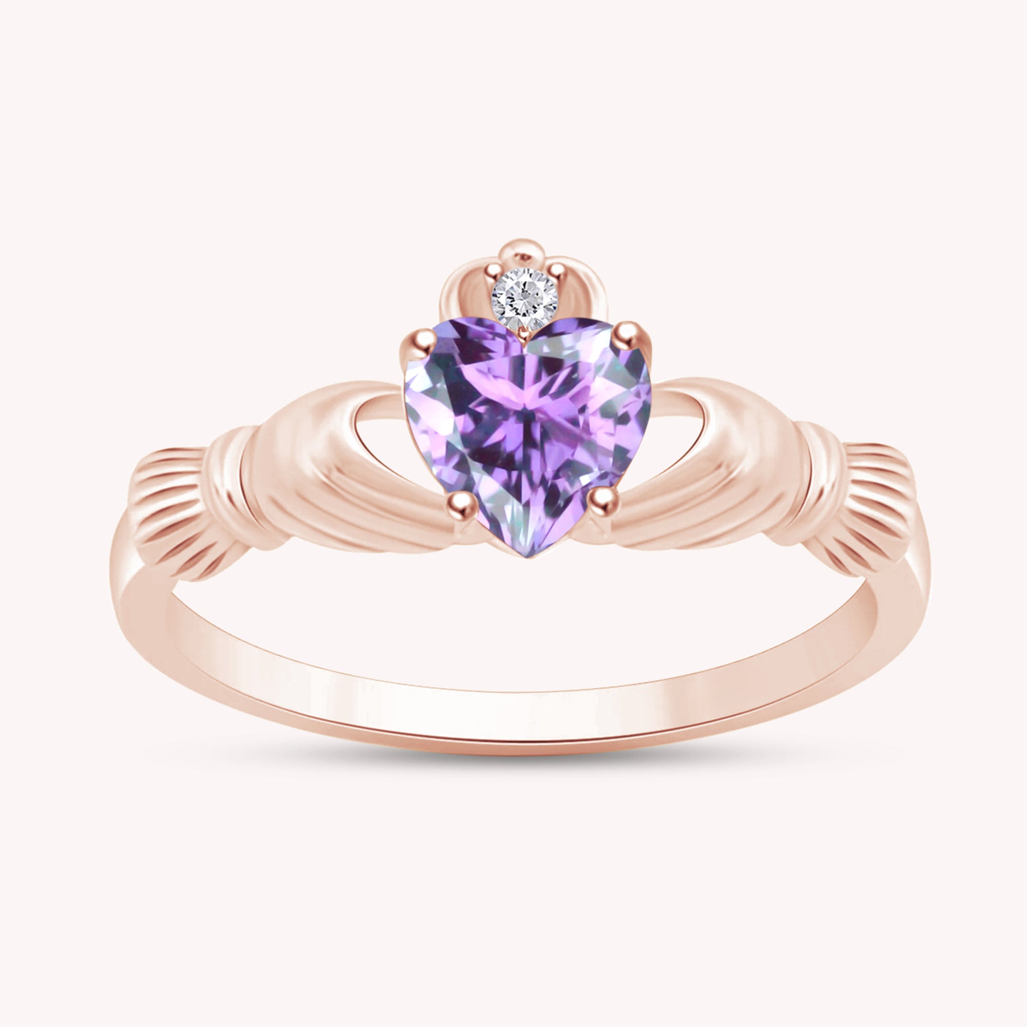 Center 6MM Simulated Birthstone with White Gemstone Rings for Women