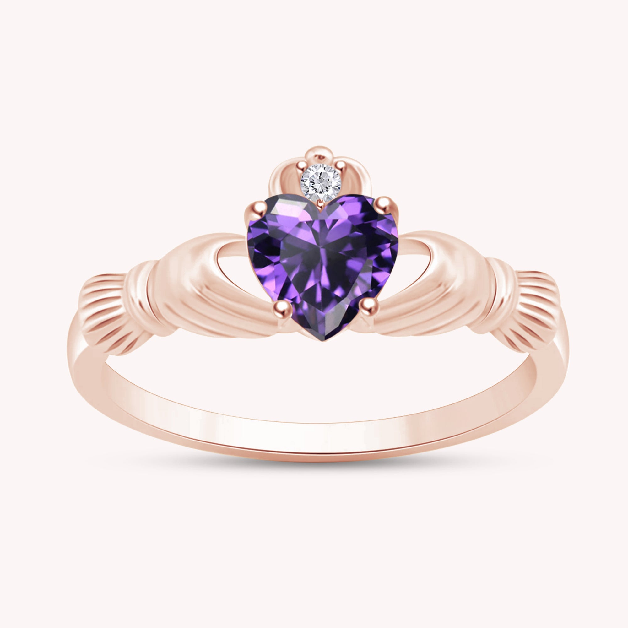 Center 6MM Simulated Birthstone with White Gemstone Rings for Women