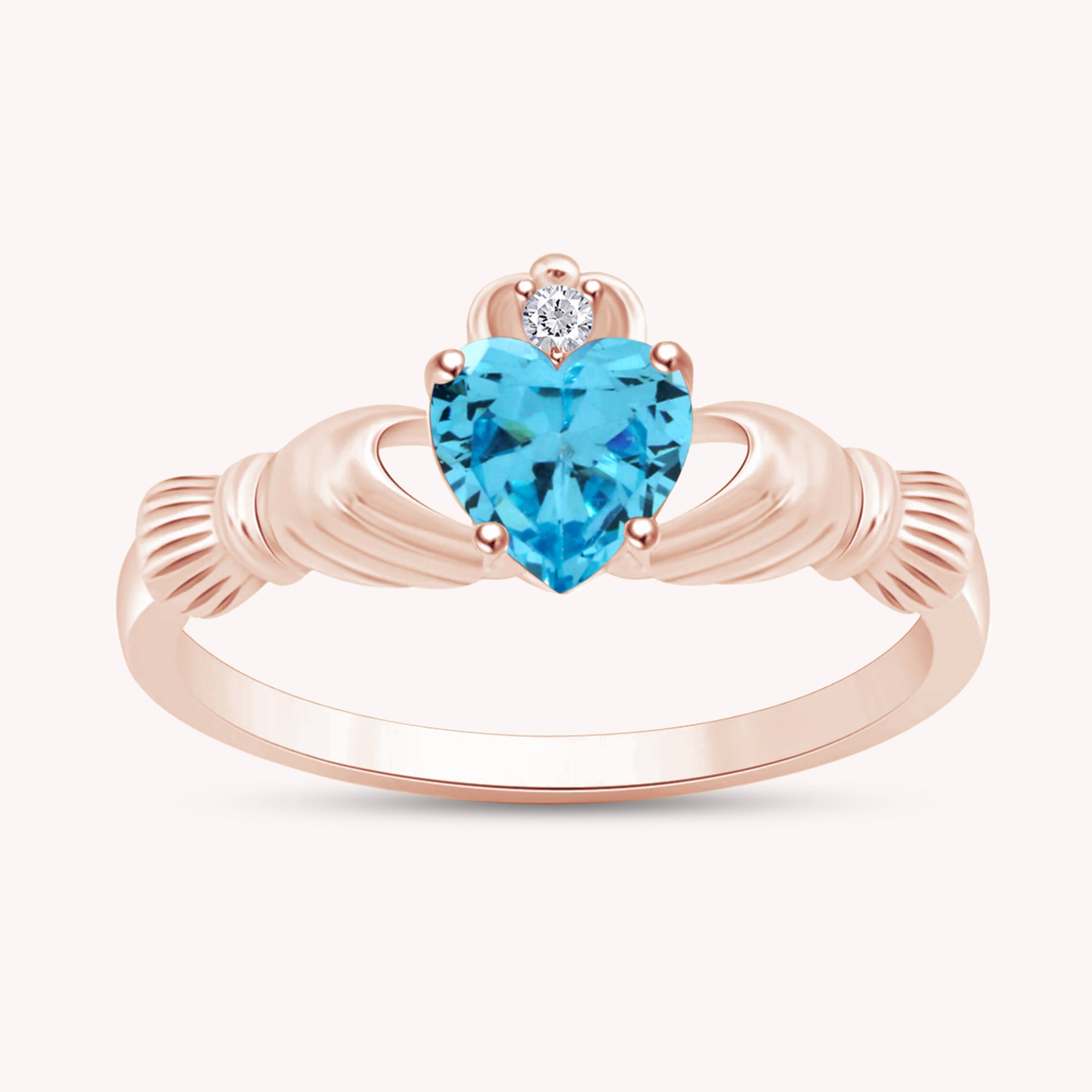 Center 6MM Simulated Birthstone with White Gemstone Rings for Women