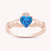 Center 6MM Simulated Birthstone with White Gemstone Rings for Women