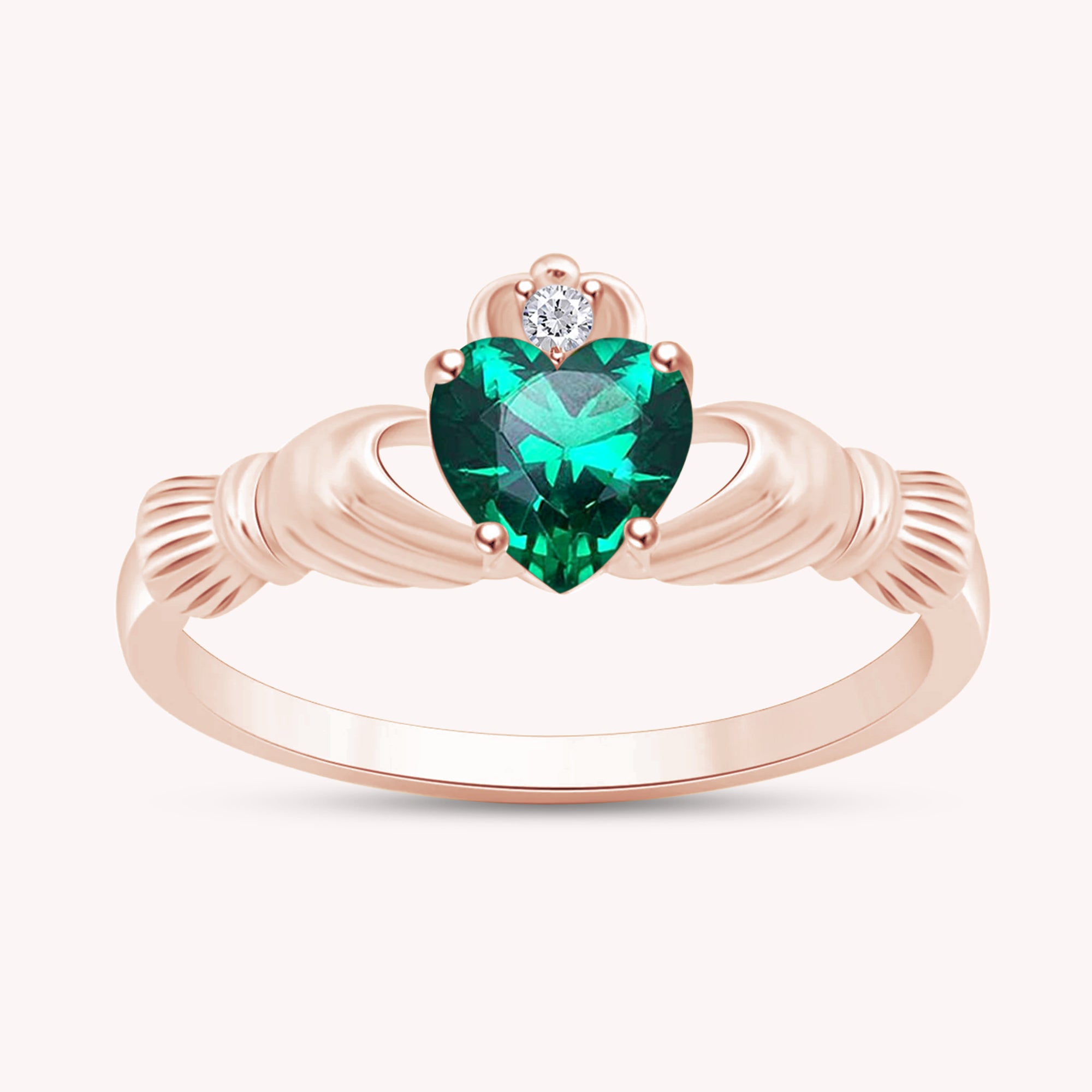 Center 6MM Simulated Birthstone with White Gemstone Rings for Women