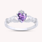 Center 6MM Simulated Birthstone with White Gemstone Rings for Women