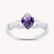 Center 6MM Simulated Birthstone with White Gemstone Rings for Women