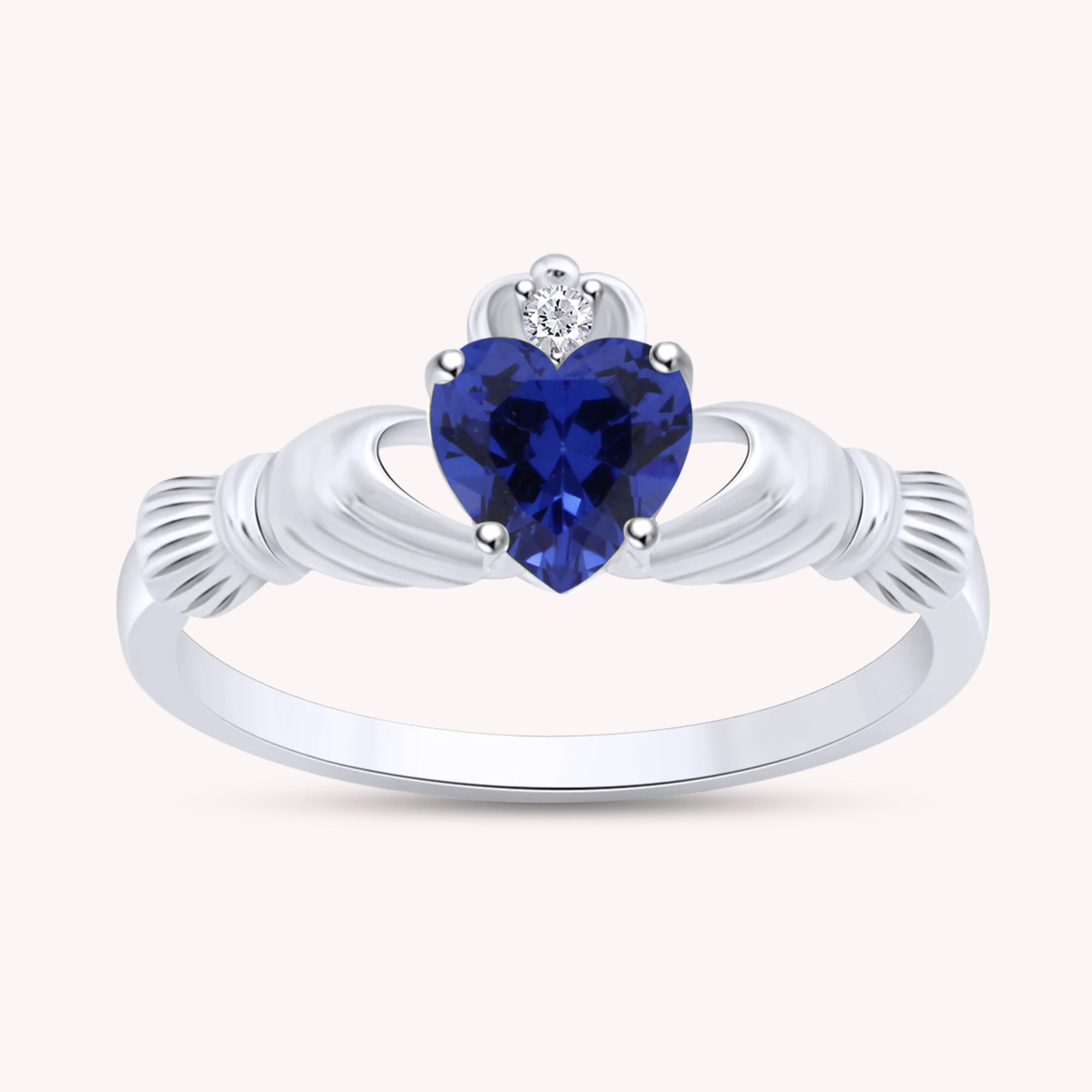 Center 6MM Simulated Birthstone with White Gemstone Rings for Women