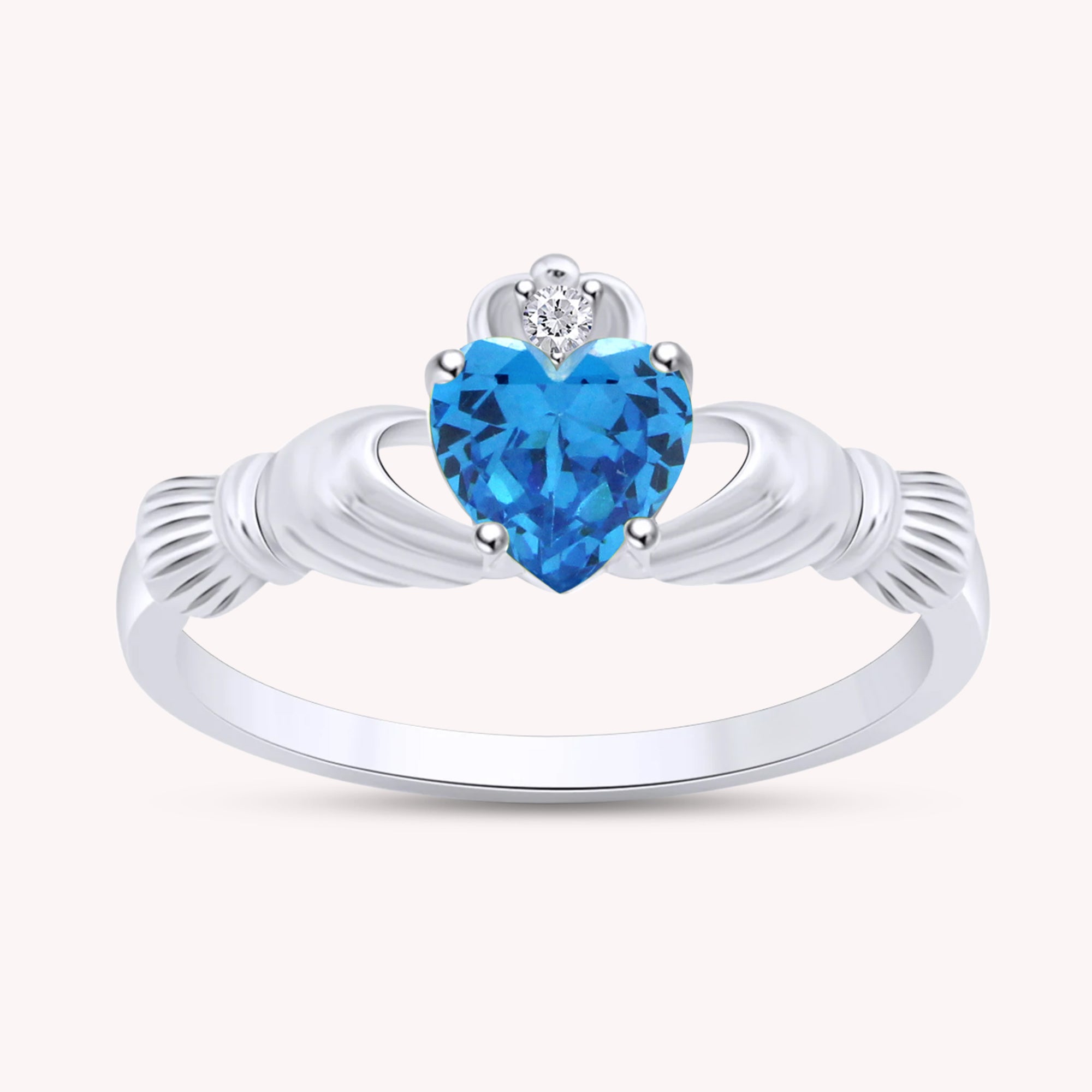 Center 6MM Simulated Birthstone with White Gemstone Rings for Women
