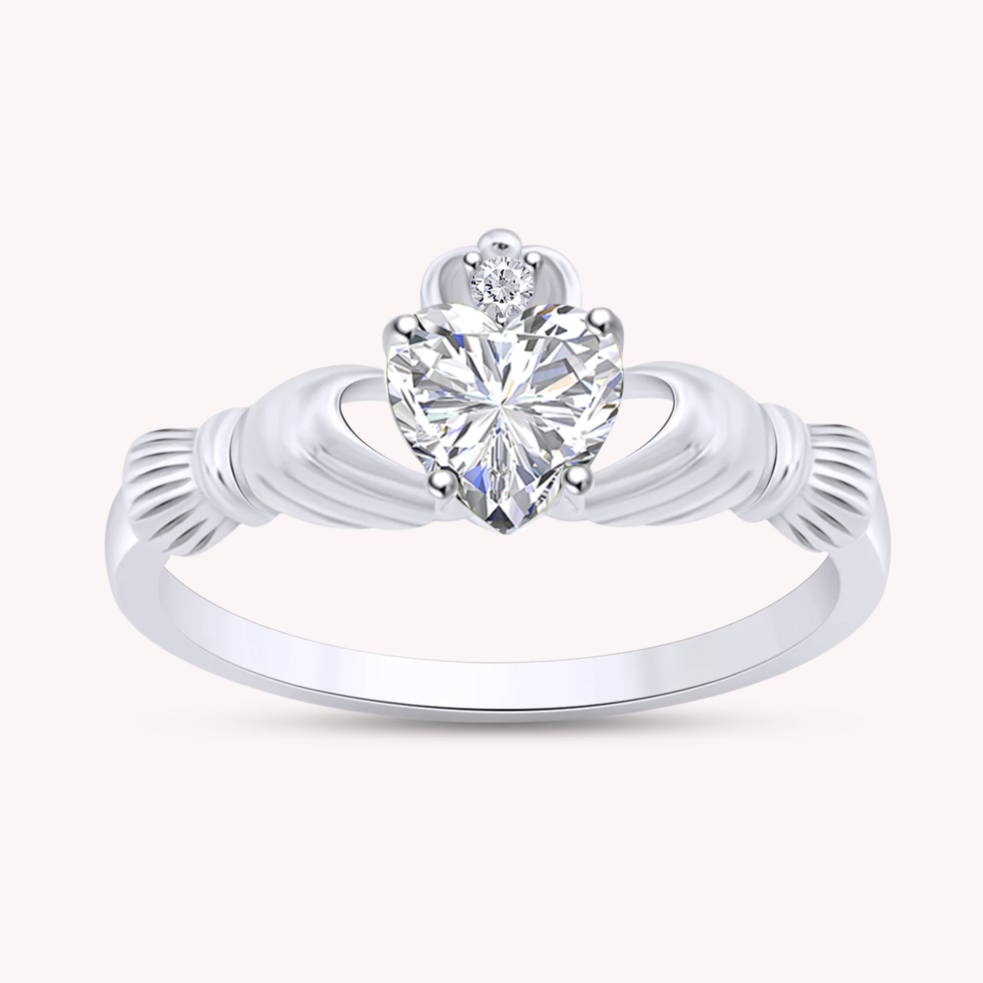 Center 6MM Simulated Birthstone with White Gemstone Rings for Women