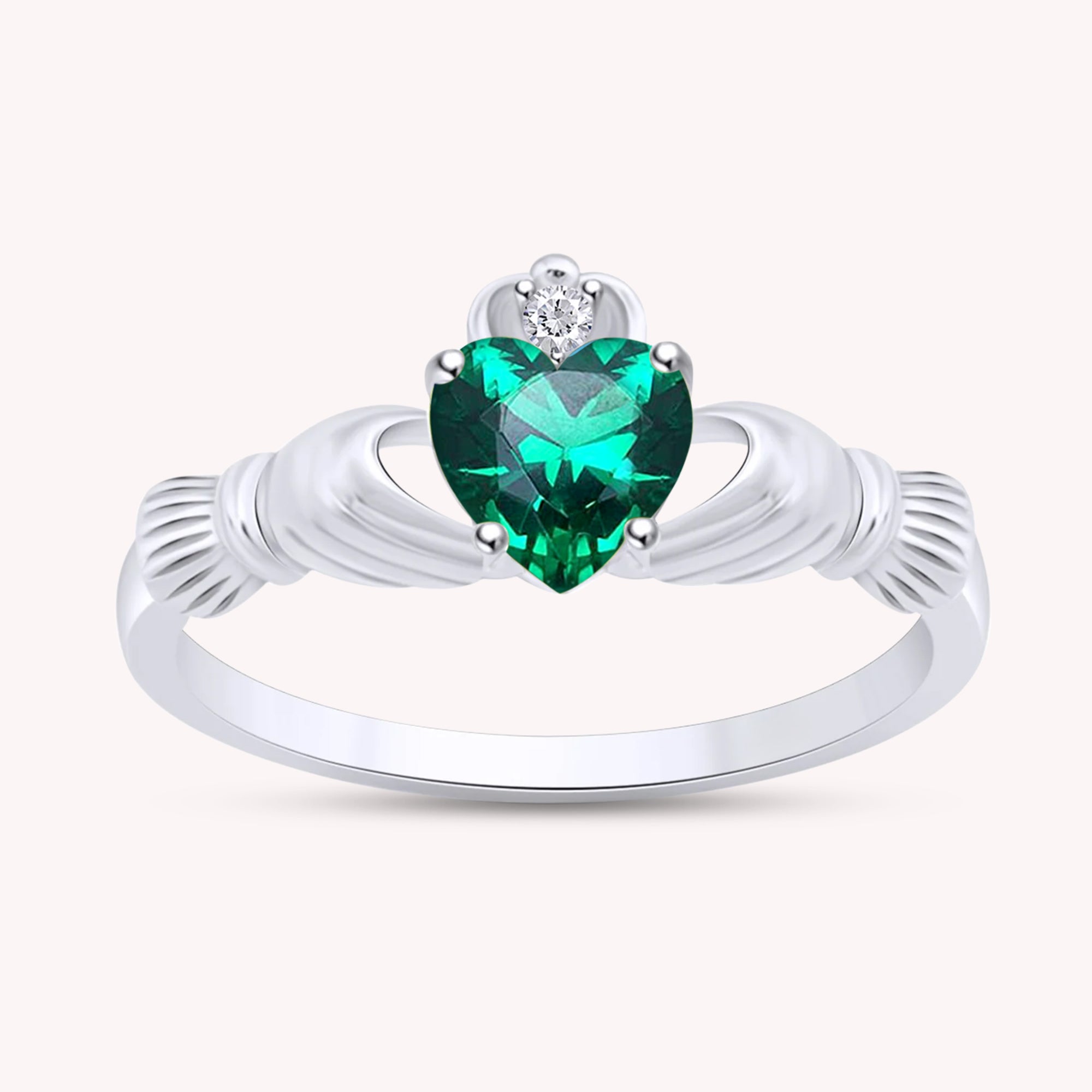 Center 6MM Simulated Birthstone with White Gemstone Rings for Women