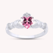 Center 6MM Simulated Birthstone with White Gemstone Rings for Women