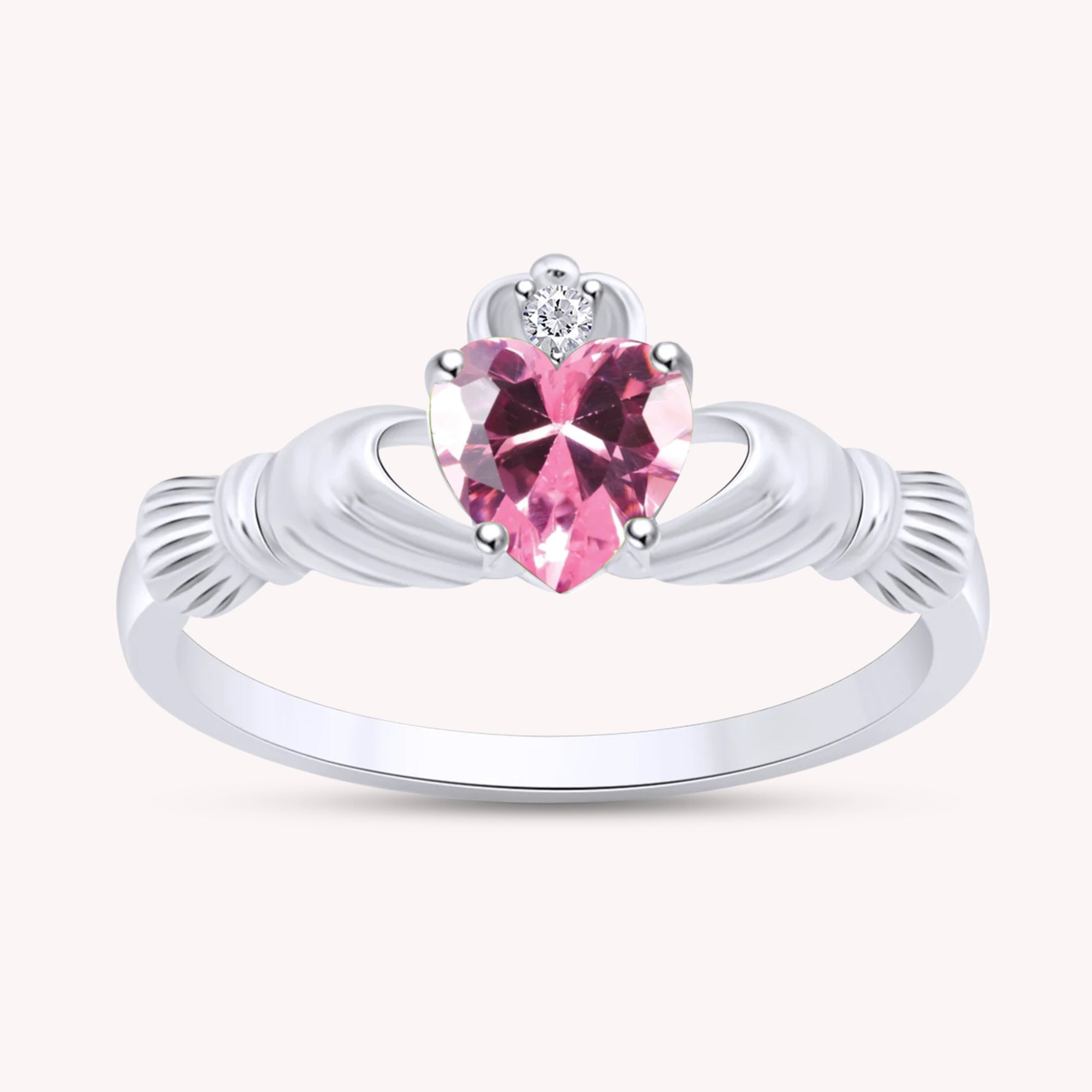 Center 6MM Simulated Birthstone with White Gemstone Rings for Women
