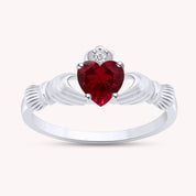 Center 6MM Simulated Birthstone with White Gemstone Rings for Women