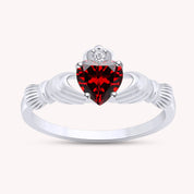Center 6MM Simulated Birthstone with White Gemstone Rings for Women