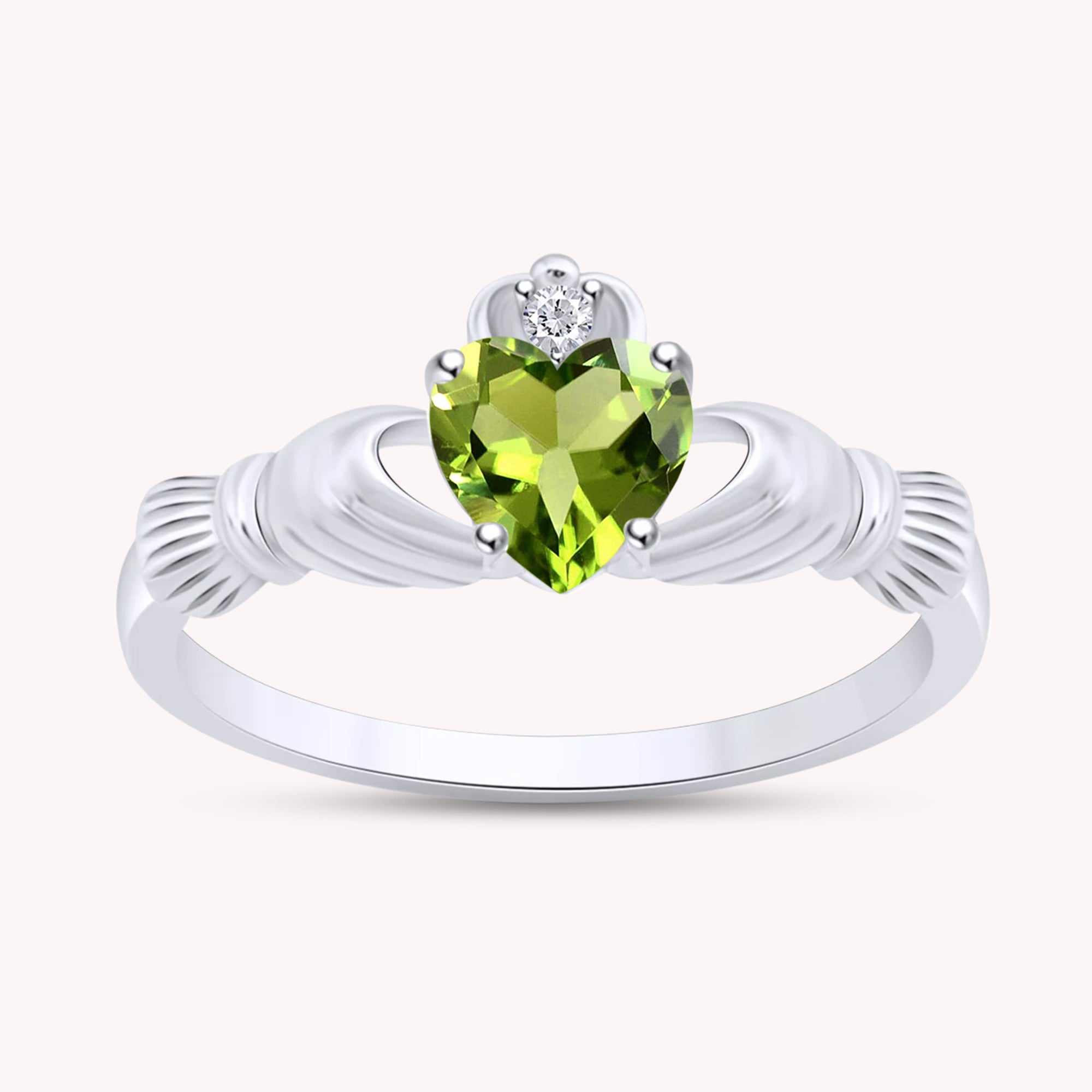 Center 6MM Simulated Birthstone with White Gemstone Rings for Women