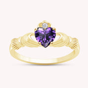 Center 6MM Simulated Birthstone with White Gemstone Rings for Women