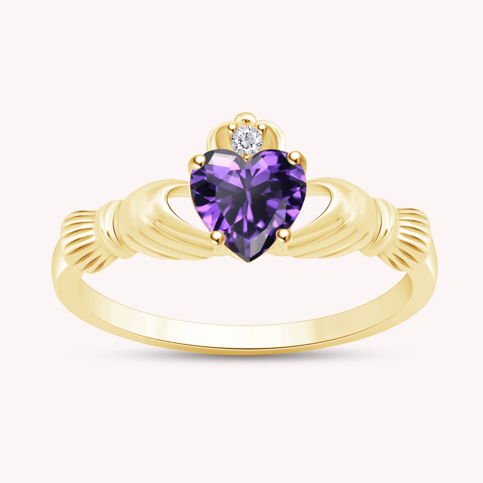 Center 6MM Simulated Birthstone with White Gemstone Rings for Women
