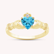 Center 6MM Simulated Birthstone with White Gemstone Rings for Women