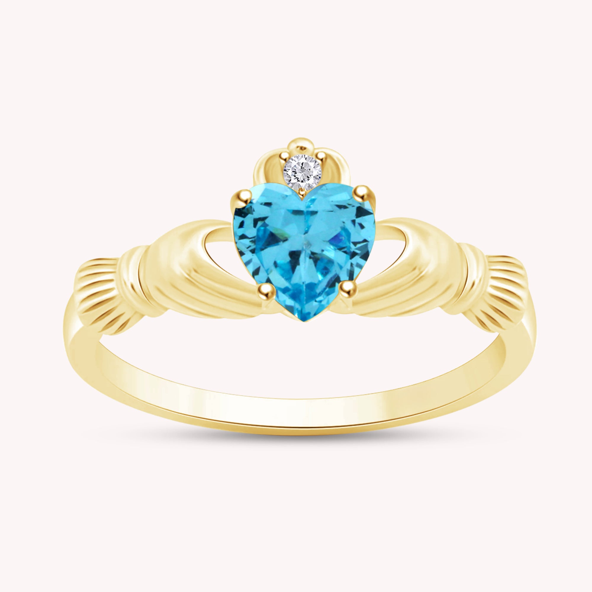 Center 6MM Simulated Birthstone with White Gemstone Rings for Women