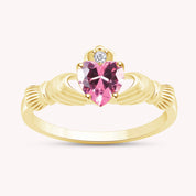Center 6MM Simulated Birthstone with White Gemstone Rings for Women