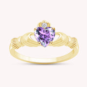 Center 6MM Simulated Birthstone with White Gemstone Rings for Women