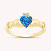 Center 6MM Simulated Birthstone with White Gemstone Rings for Women