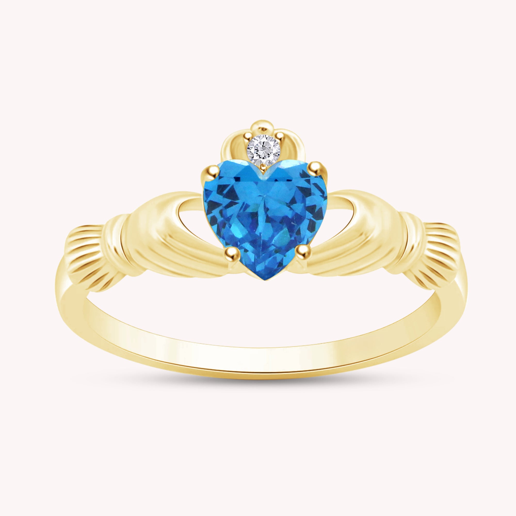 Center 6MM Simulated Birthstone with White Gemstone Rings for Women