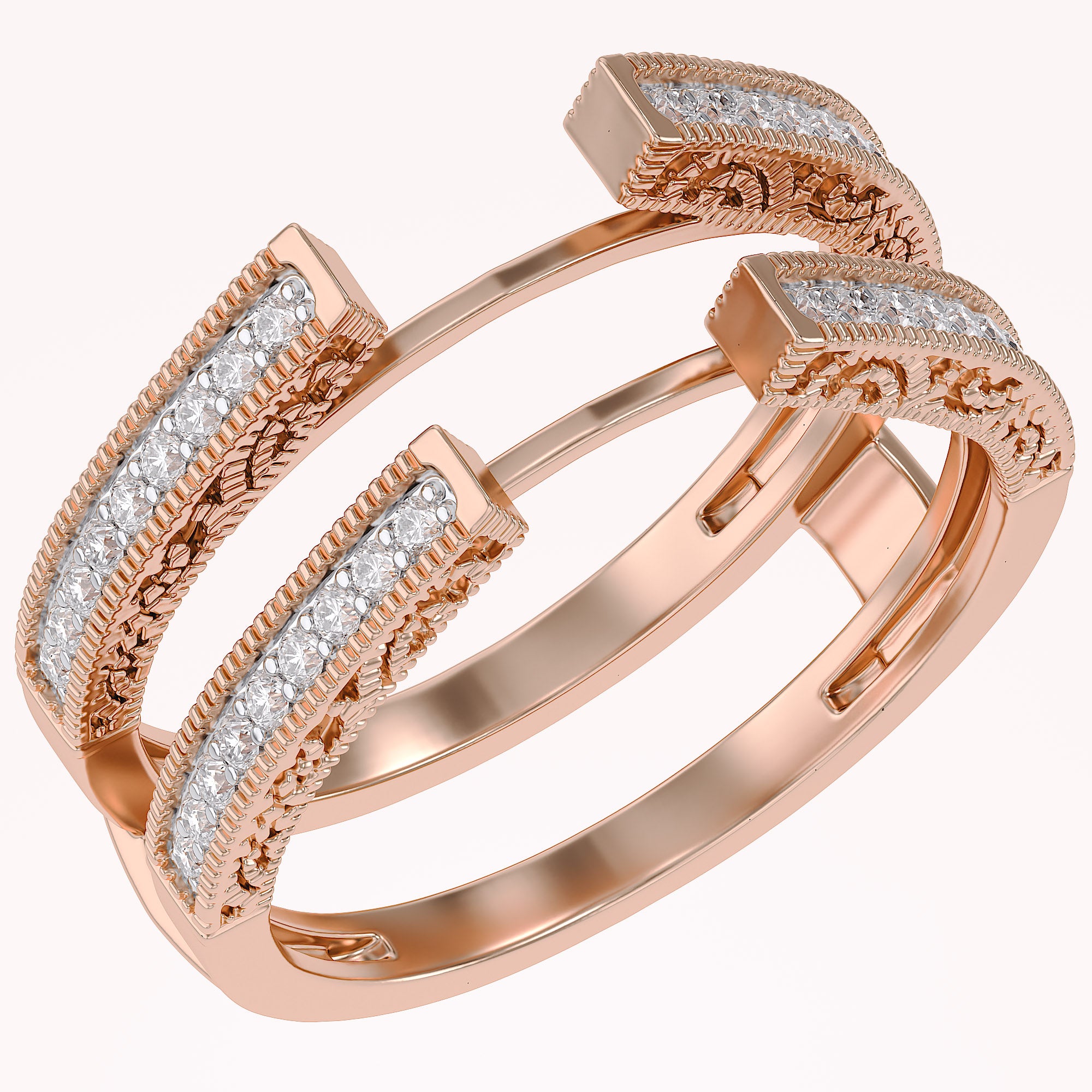 Round Lab Grown Diamond Cathedral Enhancer Guard Ring In 14K Gold Over Sterling Silver Jewelry