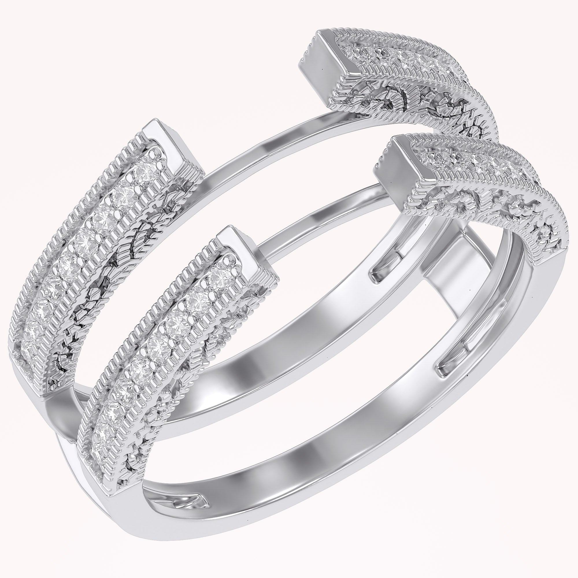Cathedral Guard Enhancer Wedding Ring Cubic Zirconia Sterling Silver