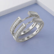 Cathedral Guard Enhancer Wedding Ring Cubic Zirconia Sterling Silver