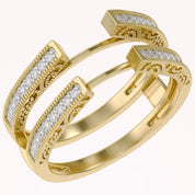 Cathedral Guard Enhancer Wedding Ring Cubic Zirconia Sterling Silver
