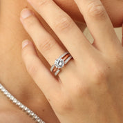Round Lab Created Moissanite Diamond Cathedral Enhancer Guard Ring In 14K Gold Over Sterling Silver Jewelry For Women (G-H Color, 0.20 Cttw), Valentine's Day Gift For Her