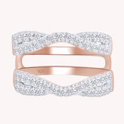 Round Cut White Cubic Zirconia Double Infinity Wedding Ring Guard Enhancer in 925 Sterling Silver