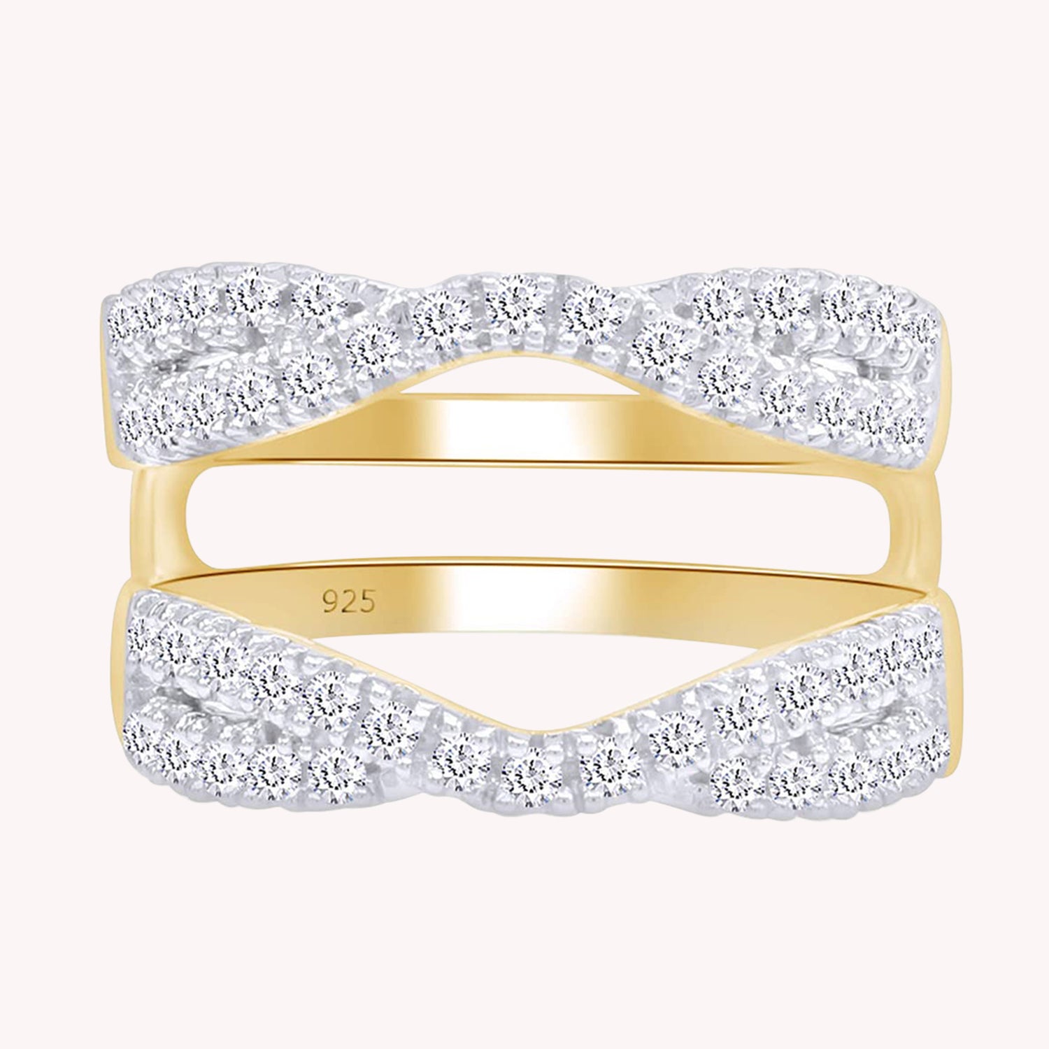 Round Cut White Cubic Zirconia Double Infinity Wedding Ring Guard Enhancer in 925 Sterling Silver