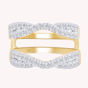 Round Cut White Cubic Zirconia Double Infinity Wedding Ring Guard Enhancer in 925 Sterling Silver