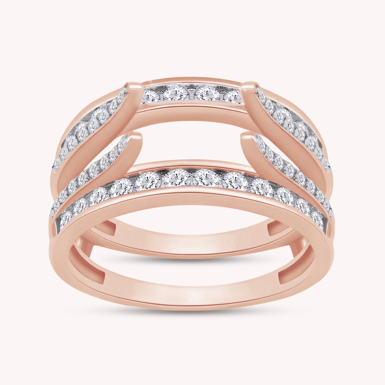Lab Created Moissanite Combination Cathedral and Classic Enhancer Ring Guard