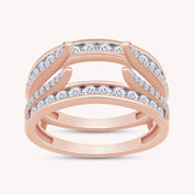 Lab Created Moissanite Combination Cathedral and Classic Enhancer Ring Guard