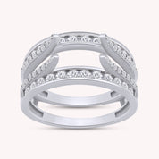 Lab Created Moissanite Combination Cathedral and Classic Enhancer Ring Guard