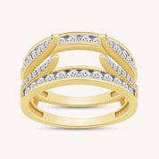 Lab Created Moissanite Combination Cathedral and Classic Enhancer Ring Guard