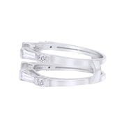 3/4 Carat Tapered & Round White Cubic Zirconia Enhancer Guard Ring In 14k Gold Over Sterling Silver (0.75 Cttw) Gift For Her
