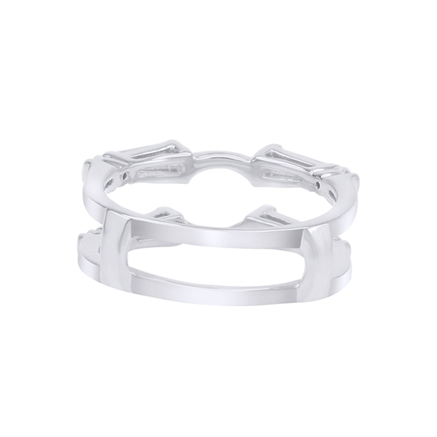 3/4 Carat Tapered & Round White Cubic Zirconia Enhancer Guard Ring In 14k Gold Over Sterling Silver (0.75 Cttw) Gift For Her