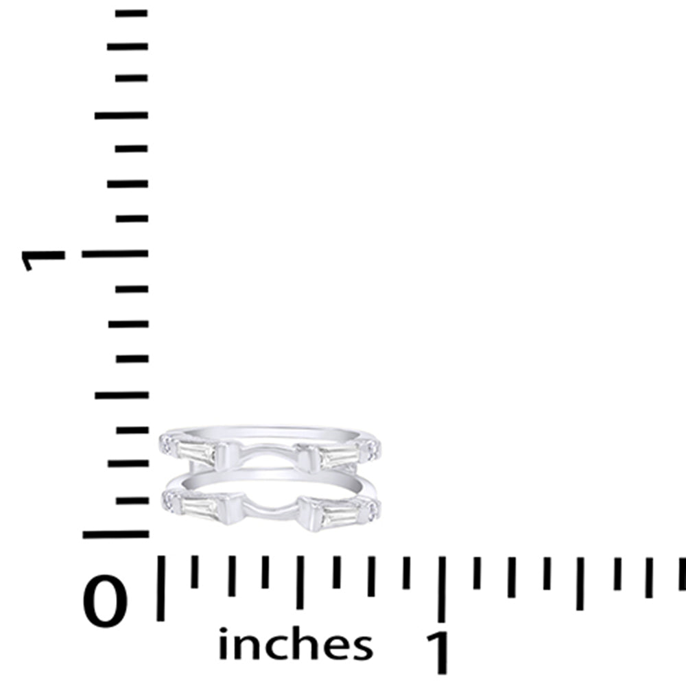 3/4 Carat Tapered & Round White Cubic Zirconia Enhancer Guard Ring In 14k Gold Over Sterling Silver (0.75 Cttw) Gift For Her