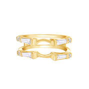 3/4 Carat Tapered & Round White Cubic Zirconia Enhancer Guard Ring In 14k Gold Over Sterling Silver (0.75 Cttw) Gift For Her