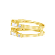 3/4 Carat Tapered & Round White Cubic Zirconia Enhancer Guard Ring In 14k Gold Over Sterling Silver (0.75 Cttw) Gift For Her