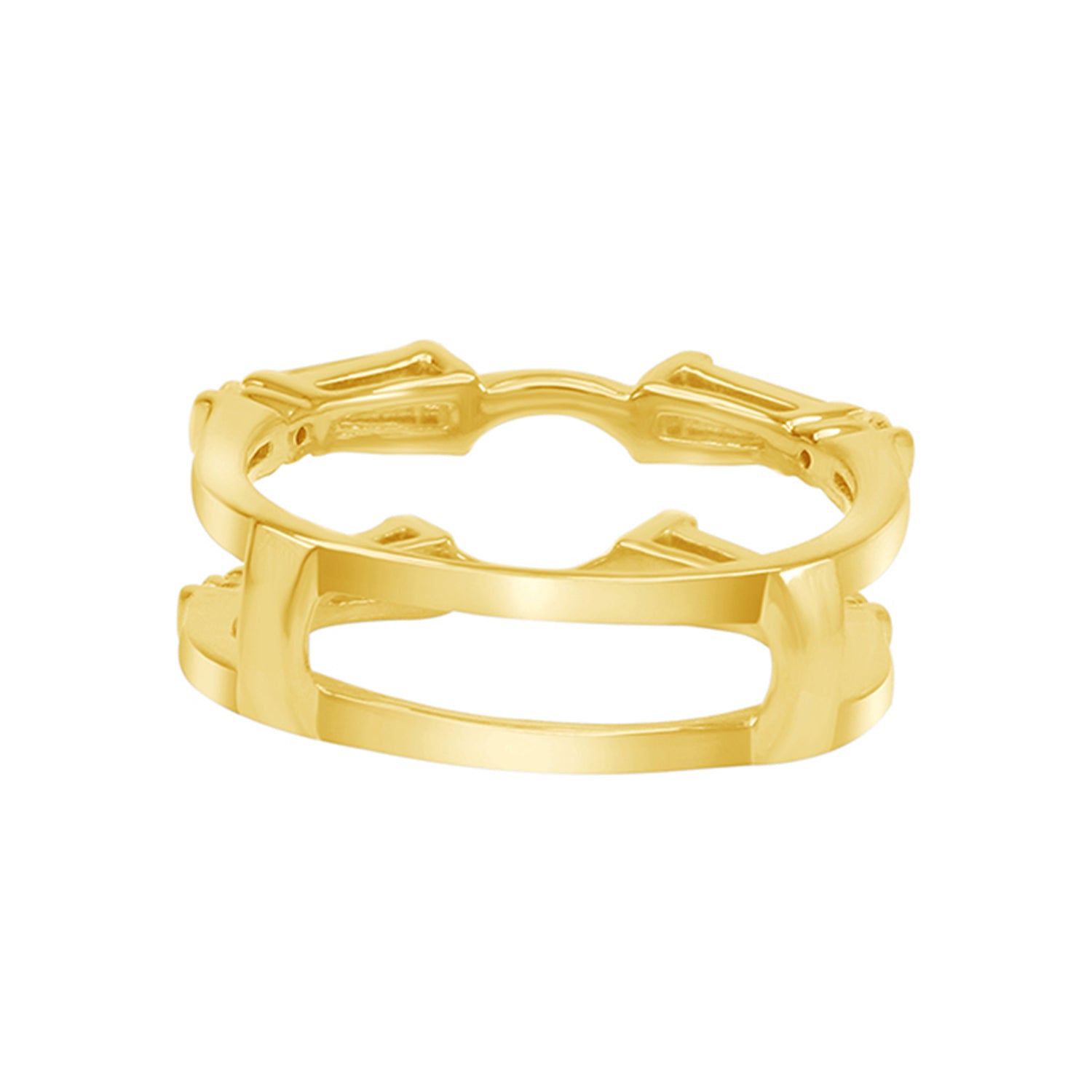 3/4 Carat Tapered & Round White Cubic Zirconia Enhancer Guard Ring In 14k Gold Over Sterling Silver (0.75 Cttw) Gift For Her