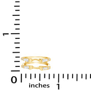 3/4 Carat Tapered & Round White Cubic Zirconia Enhancer Guard Ring In 14k Gold Over Sterling Silver (0.75 Cttw) Gift For Her